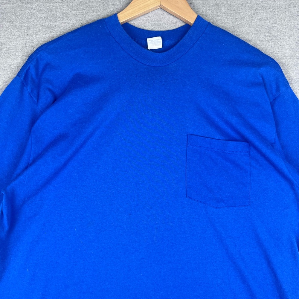 Vintage‎ 90s T-Shirt XXL Blue Blank USA 50/50 Single Stitch fits M-L